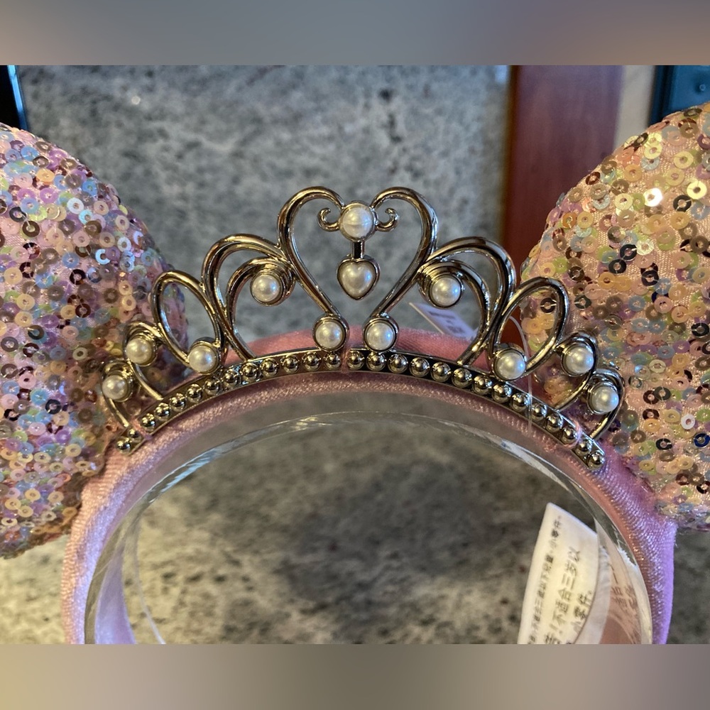 Disney Princess Minnie Mouse Disney Silver Tiara Sequin Crown Ears Pink NWT - Picture 4 of 9